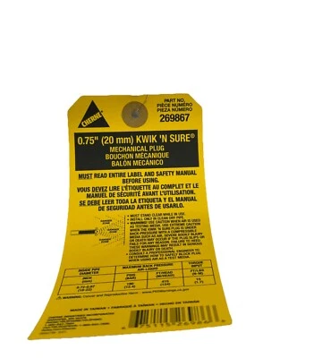 Cherne 269867 Pipe Plug,Mechanical,0.75 In - Image 1 of 2