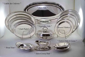 Silver Imperial Suite of 15 pc Matching Dinner service with Bead Applied Border - Picture 1 of 24