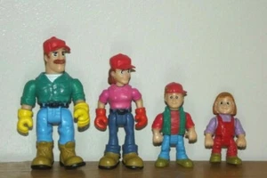 2.75" WORKER Family in HATS WORK GLOVES set of 4 Brand Unknown Fisher Price? B58 - Picture 1 of 1