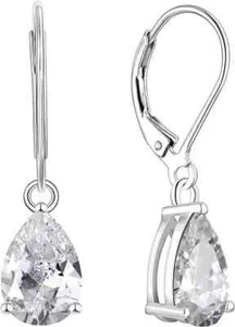 3Ct Pear Cut Real Moissanite Women's Dangle Drop Earring 14k White Gold Plated - Picture 1 of 6