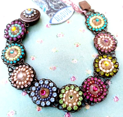 Pulsera ADAYA Cristales Cuentas Encaje Flores Bohemias Colorido Israel Regalo Artesanal Foto 1 de 4