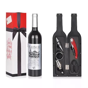 Set 5 in 1 Deluxe Wine Accessory Gift Set - Wine Bottle Corkscrew Opener - Picture 1 of 8