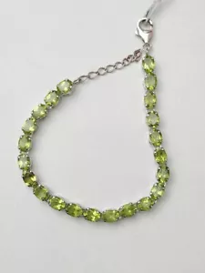 925 Sterling Silver Natural Green Peridot Handmade Bracelet Jewelry For Women - Picture 1 of 6