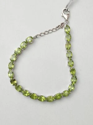19.30 Ct Peridot Prong Bracelet 925 Solid Sterling Silver - Image 1 of 4