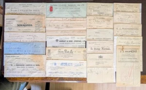 1890s–1950s UK Receipts x20 – Builders Ironmongers Merchants Coal Butchers etc - Picture 1 of 5