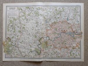 1902 Map of London and Vicinity antique vintage Britannica 10th