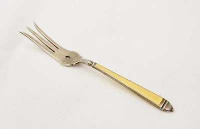 ANTIGUO TENEDOR DE LIMÓN WATSON ESMALTE AMARILLO GULLOUCHE ESTERLINA       Foto 1 de 4