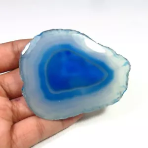 Blue Slice Agate Cabochon 70x56 mm 199 Cts Natural Slice Geode Gemstone BS-1124 - Picture 1 of 4