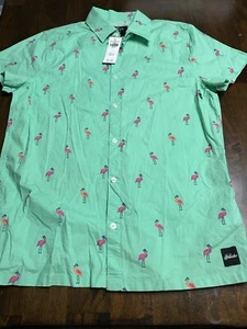 Camicia Hollister Epic Flex Elasticizzata Tessuto Fenicottero Bottoni Taglia Media Nuova con etichette - Foto 1 di 6