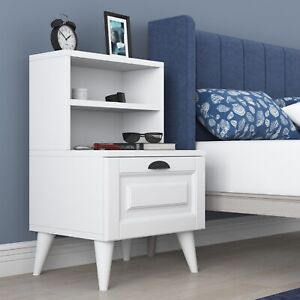 RANİ BD105 NIGHTSTAND MEMBRANE DRAWER NIGHTSTAND WITH 2 SHELVES WHITE BROWN