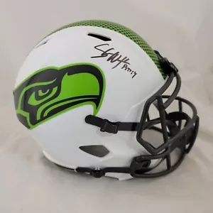 SHAUN ALEXANDER SIGNED SEATTLE SEAHAWKS LUNAR ECLIPSE SPEED REPLICA HELMET BAS - Picture 1 of 3