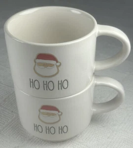 Colección artesanal Rae Dunn de magenta (2) tazas de café/té apilables “HO HO HO” - Imagen 1 de 18