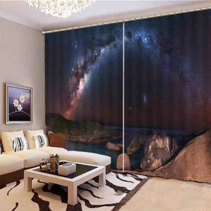 Romantic Starry Sky 3D Blockout Photo Print Curtain Fabric Curtains Window - Imagen 1 de 10