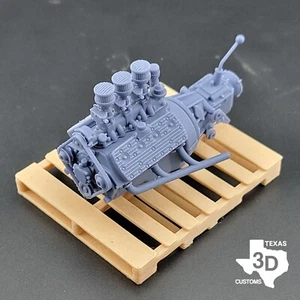 Ford Flathead V8 with 3x2 intake model engine resin 3D printed 1:24-1:8 scale - Picture 1 of 3