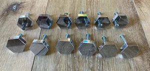 12 Vintage Shiny Chrome 1.25" Hexagonal Cabinet Pull Knobs - Picture 1 of 3