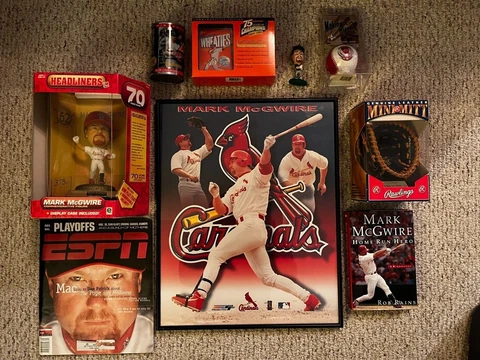 Mark McGwire Memorabilia Lot - Mini Replica Glove, Headliners, and more! Cover