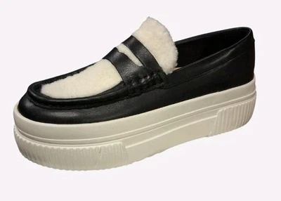 Mocasines Willy de plataforma de cuero de J Slides con forro de piel sintética talla 6,5 M Foto 1 de 4