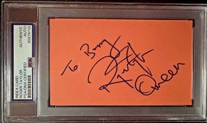 ROGER TAYLOR SIGNED INDEX CARD PSA ENCAPSULATED ROCK QUEEN INSCRIPTION MERCURY - Picture 1 of 2