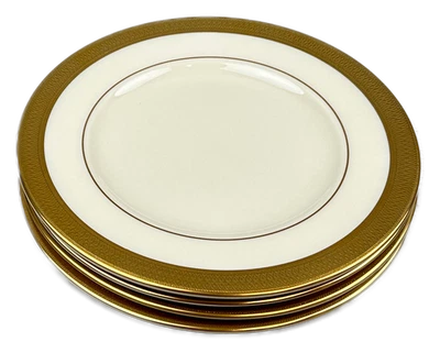 Juego de 4 platos de pan y mantequilla Lenox Lowell sello dorado de colección EE. UU. Foto 1 de 4