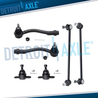 6pc Front Lower Ball Joints Sway Bars Outer Tie Rods for 2006-2011 Kia Rio Rio5 - Image 1 of 4