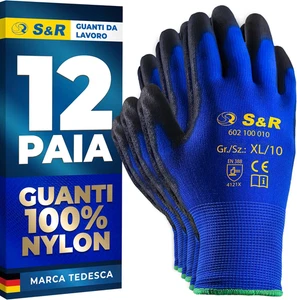 Guanti Da Lavoro (12 Paia) Uomo Donna in Nylon Resistenti E Sottili - Foto 1 di 12