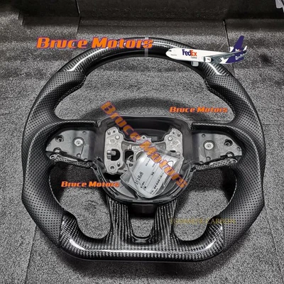 Volante de fibra de carbono con rayas astilladas apto para Dodge Charger ninguno térmico 2015+ Foto 1 de 2