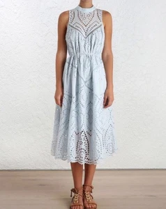 Zimmermann Dress Size 0 AU 6-8 /US 2-4 Epoque Broderie Anglaise Lace Blue Midi - Bild 1 von 16