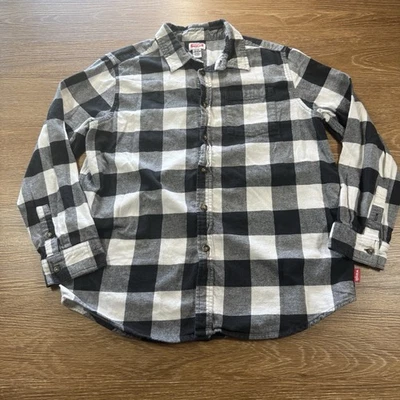Camisa de franela Wrangler Boys XL 14/16 negra blanca a cuadros búfalo 100 % algodón Foto 1 de 4