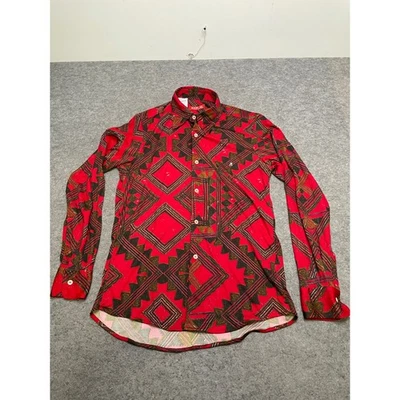 Vintage Replay Men's Red Aztec Patterned Long Sleeve Button Down Shirt Size M - Image 1 of 4