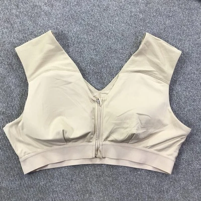 Tommie Copper Sports Bra Womens 3XL Beige Front Zip Compression Copper Znergy - Image 1 of 4