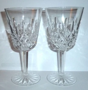 WATERFORD Crystal LISMORE Set of 2 WATER GLASSES 6 7/8" Tall Goblets - Picture 1 of 4