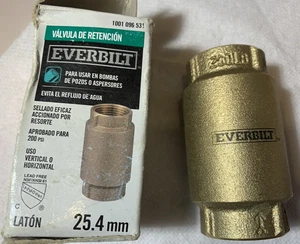 Everbilt 25,4 mm / 1 Zoll Messing Rückschlagventil 1001 096 531 17,00 € + kostenloser Versand - Bild 1 von 7