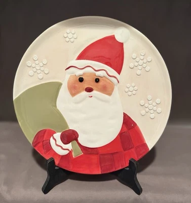Vintage Hallmark Santa 3D Ceramic 10.5" Serving Plate Christmas Cookies & Treats - Image 1 of 4