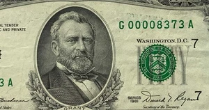 1981 $50 Federal Reserve Note Chicago “G” SERIAL G00008373A - Picture 1 of 3