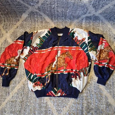 Horse Jockey Stadium Show Jumping Silk? Jacket Equestrian Sports 80s VTG AS IS - Image 1 of 4
