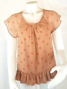 Gap Women's Polka Dot Ruffled Blouse Size XS Sheer Lined Cap Sleeve  - Picture 1 of 12