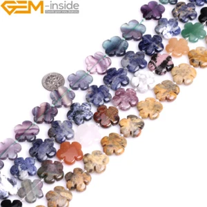 Natural 20mm Assorted Flower Gems Loose Beads For Jewelry Making 15" Jade Jasper - Picture 1 of 65