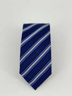 Corbata de seda - rayas azul oscuro Foto 1 de 3