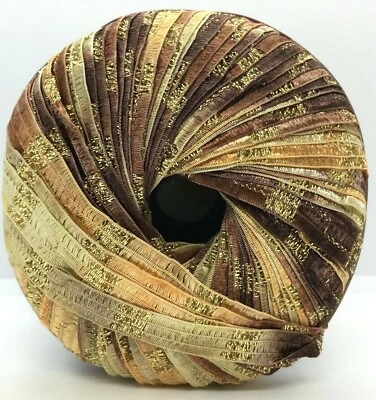 Memento Royale Berlini Glitter Ribbon Yarn #95 Cubs - Browns Gold Glitter  3/8"w - Image 1 of 4