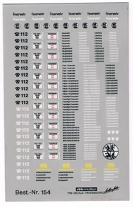 1:87 Decals "112 Feuerwehr" Aufkleber Modellbau H0 6x10cm Weiß / Schwarz #154 - Bild 1 von 1