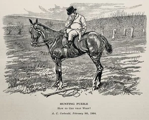 1939 Vintage Print HUNTING PUZZLE - HOW TO GET THAT WHIP? - Picture 1 of 2