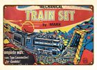 1969 Streamline Mechanical Train Set Marx Toys railway railroad metal tin sign