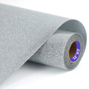 HTVVETUR Glitter Silver Heat Transfer Vinyl - 12" x 9ft Glitter HTV Rolls for... - Picture 1 of 7