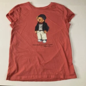 Girls Polo Ralph Lauren Polo Bear Mascot Sailor Beanie Tee Red L - Picture 1 of 8