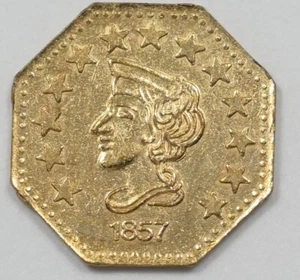 1857 Gold UNC California Gold 1/2 Dollar Token U1945 combine shipping - Picture 1 of 2