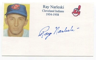 Ray Narleski Signed 3x5 Index Card Autographed MLB Baseball Cleveland Indians - Image 1 of 2