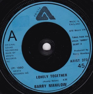 Barry Manilow - Lonely Together (Arista, 1980) 7" vinyl single VG/- - Imagen 1 de 4