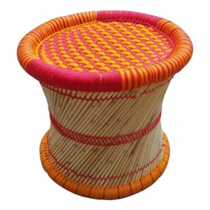 14" inch Eco-Friendly Cane Bar Bamboo Meditation Stool Orange Color 1 Piece - Picture 1 of 3