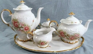 JUEGO DE CAFÉ TÉ 8 PIEZAS SCHUMANN BAVARIA ARZBERG ALEMANIA ROSA FLOR DEMITASSE - Imagen 1 de 9