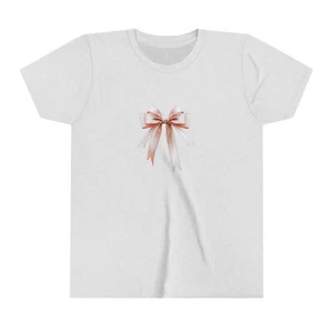 Croquette Pink Bow Shirt For Girl, Croquette Bow Shirt, Soft Girl Aesthetic - Picture 1 of 9